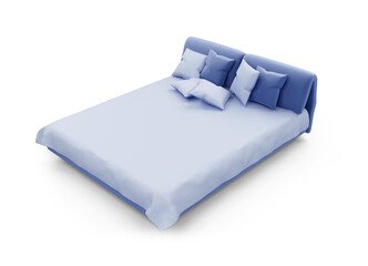 isolated double bed against white background