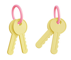 3d illustration icon of lock key for UI UX web mobile app social media ads