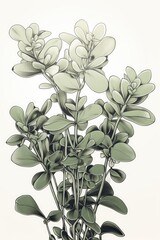 Jade Plant Crassula Ovata .Abstract Geometric Art. Generative AI