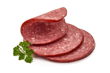 Salami sausage, isolated on white background. High resolution image.