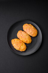 Delicious steam cutlets with carrots, cheese, salt and spices
