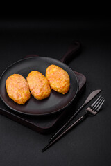 Delicious steam cutlets with carrots, cheese, salt and spices