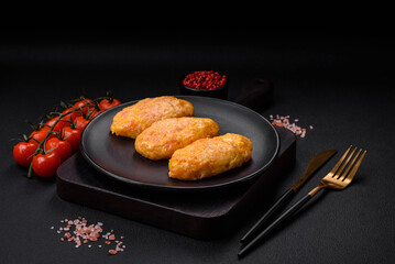 Delicious steam cutlets with carrots, cheese, salt and spices