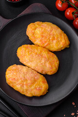 Delicious steam cutlets with carrots, cheese, salt and spices