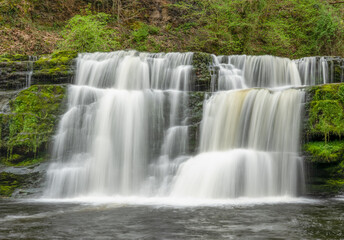Pretty beautiful waterfall in Brecon Beacons National Park, Wales UK.