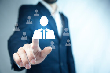 Human resources officer choose employee standing out of the crowd