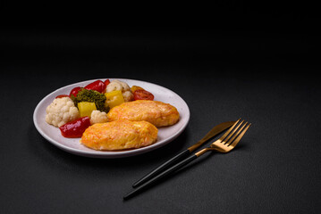 Delicious steam cutlets with carrots, cheese, salt and spices
