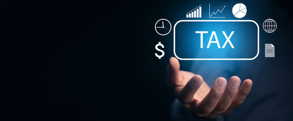 Fototapeta premium Busines, using Individual income tax return form online for tax payment