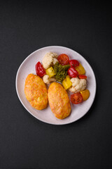 Delicious steam cutlets with carrots, cheese, salt and spices