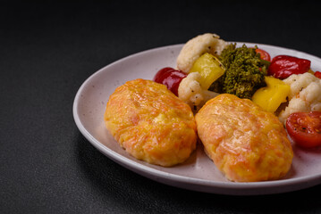 Delicious steam cutlets with carrots, cheese, salt and spices