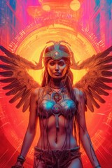 Matrix Angel Women Model with Wings