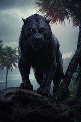 Naklejka na ściany i meble Ancestral Black Big Cat