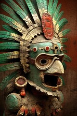 Fototapeta premium Ancient Quetzalcoatl Aztec Mask - Concept Art