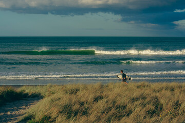 Fototapeta na wymiar surfing on the coast