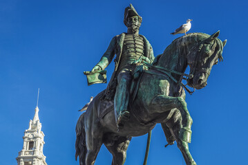 Statue of King Peter IV The Liberator on Liberty Square in Porto in Portugal