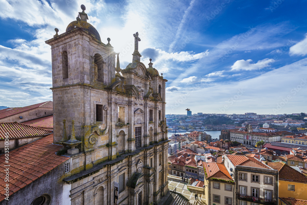 Poster Facade of Igreja dos Grilos church and convent in Porto city, Portugal