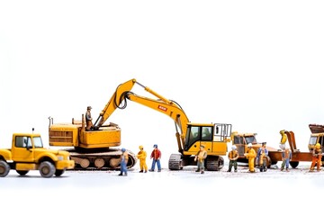 Imaginative Construction Play: Toys of Workers and Machinery Inspire Creativity. Created with generative AI tools.