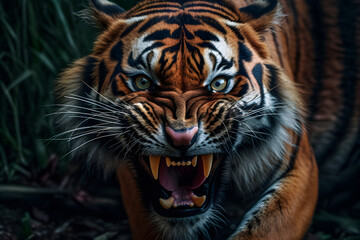 Angry tiger created with Generative AI