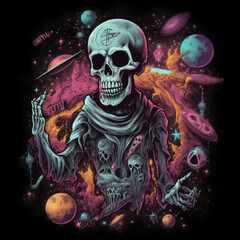 psychedelic skeleton occult wizard - by generative ai