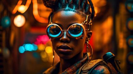 afrofuturism neon african queen