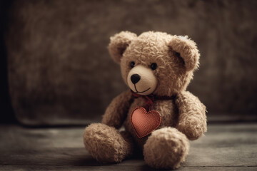 Teddy bear toy with love heart. Ai generated