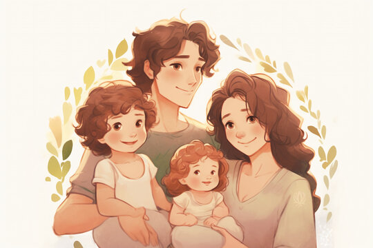 Illustration of a happy family