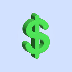 3D green dollar symbol, vector illustration