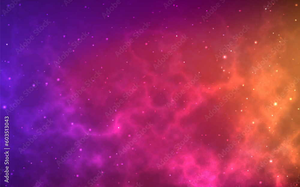 Wall mural galaxy background. realistic colorful cosmos. bright nebula with shining stars. modern starry textur
