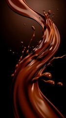 Vertical chocolate splash image. Generative AI