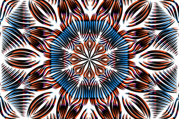 luxurious paper cut design colourful rainbow flowers line art pattern of indonesian culture traditional  batik ethnic dayak for textile or fashion
