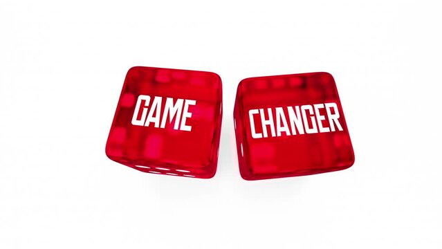 Game Changer Dice Roll Winning Change New Condition Lead Competitive Advantage 3d Animation