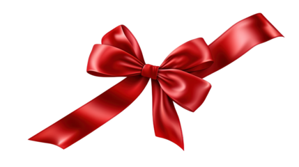 Red Realistic Gift Bow on Transparent Background