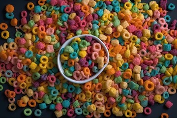 Colorful cereal background. Ai generative.