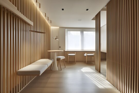 en bois moderne espace intérieur espace ouvert contemporain, generative ai
