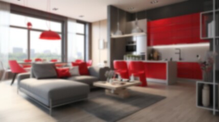 Blurred Modern Home Interior Design. Contemporary Living Room illustration. Generative AI.