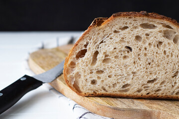 bread on the table with a knife