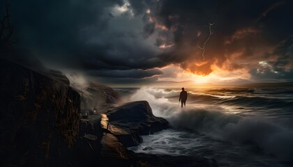 Fototapeta premium Natures Majesty Unleashed: An Awe-Inspiring Depiction of the Beauty of the Wild Outdoors with an Artistic Flair, Enhanced by Various Techniques in Highlighting Details and Adding Generative AI