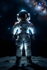 Fototapeta premium Realistic illustration of astronaut on alien planet.