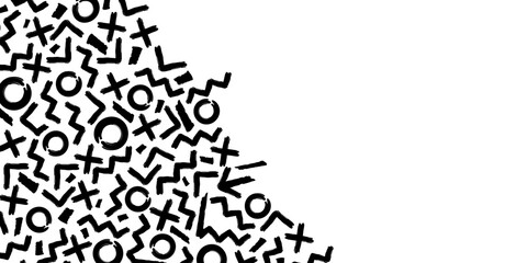 Geometric pattern with black grunge shapes. Horizontal banner with brush strokes grunge lines. Modern black and white abstract vector texture.