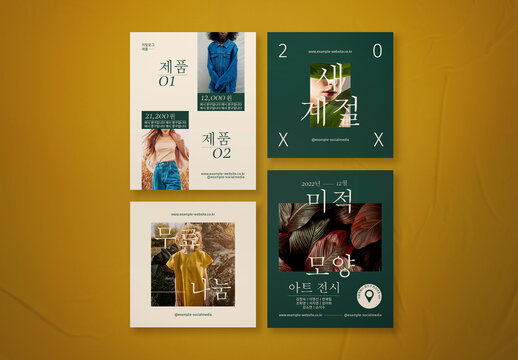 식물 소셜 미디어 세트