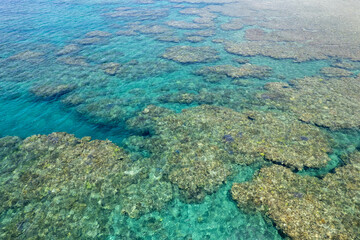 沖縄本島国頭郡国頭村謝敷のビーチをドローンで空撮する風景 Aerial drone view of the beach at Shashiki, Kunigami-son, Kunigami-gun, Okinawa Island 