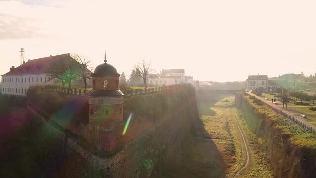 Drone video of Castle in Dubno, Ukraine