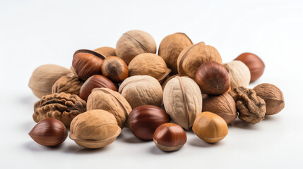 Fototapeta premium a bunch of nuts on a white background