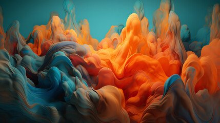 abstract painting of blue and orange waves