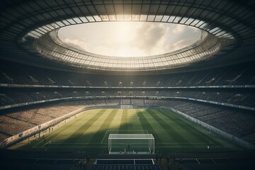 Fototapeta na wymiar Daylit soccer stadium in 3D. Generative AI