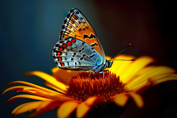 Obraz premium butterfly on a yellow flower, Generative AI