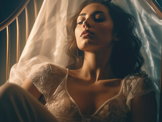 Photoshoot of a woman in lingerie, sensual, lights