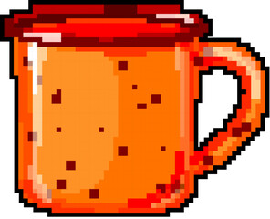food cup ceramic game pixel art retro vector. bit food cup ceramic. old vintage illustration