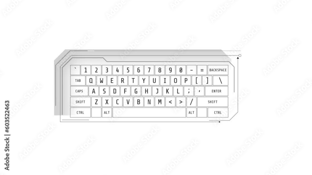 Poster hud element - animation of 3d virtual keyboard.