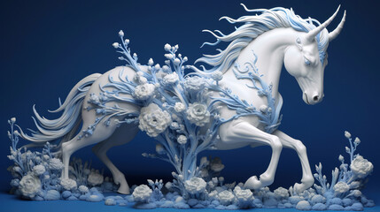 3d render illustration of a unicorn